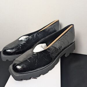 Katy Perry Loafers Wrinkle Leather Black Slip On Daarling Shoes Sz 8